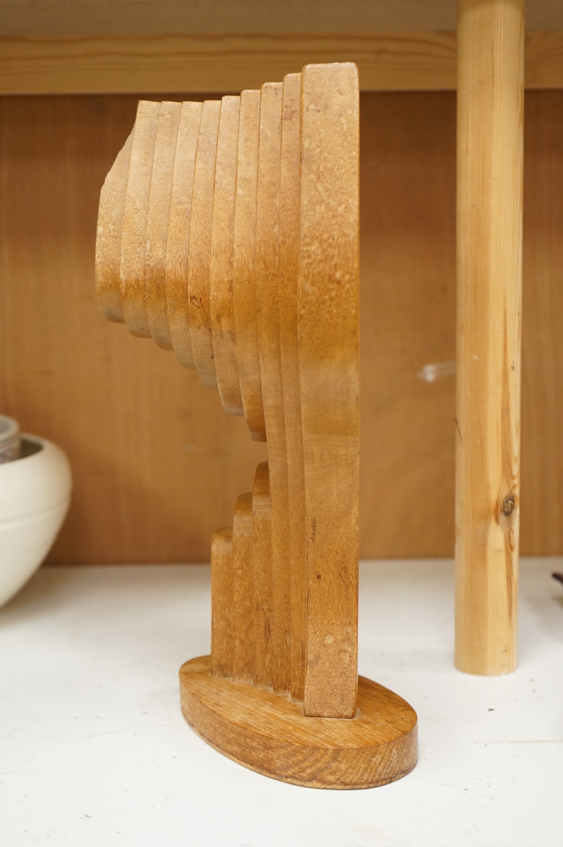 Brian Willsher (1930- 2010), modern wooden sculpture, signed and dated to the base 1999 in ballpoint pen, 38cm high